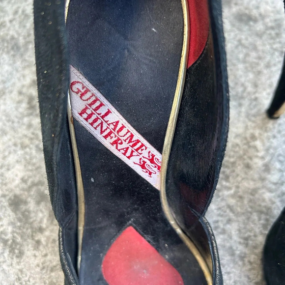 Guillaume Hinfray black and  gold peep toe heel, size 37.5 - Picture 8 of 16